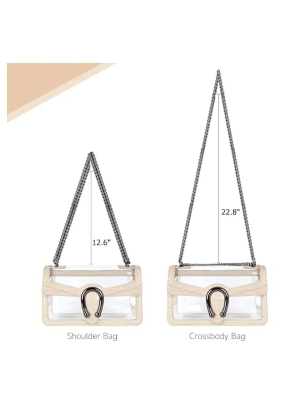 Clear Stadium Approved Crossbody Bag with Chain Strap, Small PVC Purse for